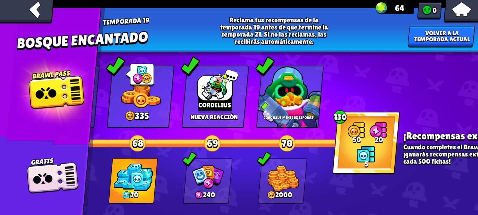 Una temporada anterior del Brawl Pass de Brawl Stars