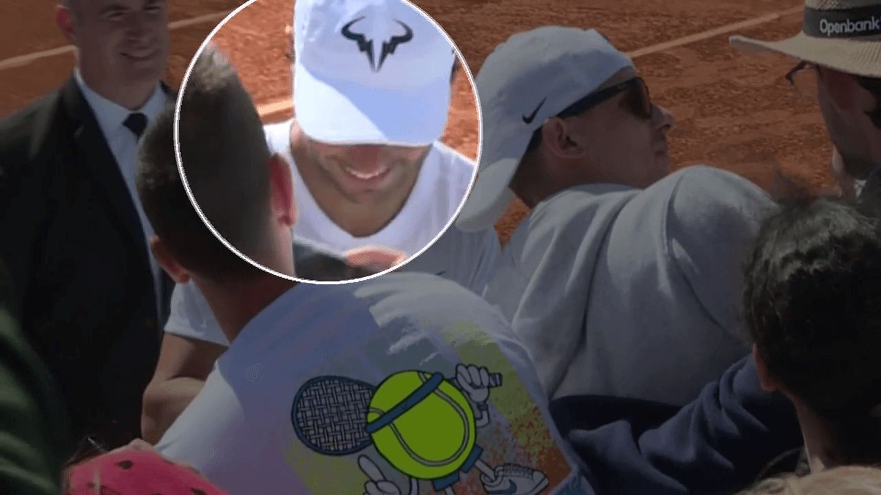 La risa de Rafa Nadal tras la petición de un aficionado (Fuente: ElDesmarque)