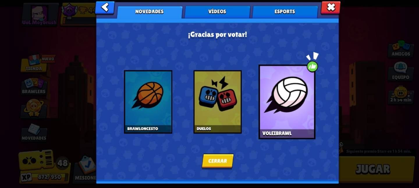  Brawloncesto, Duelos o Voleibrawl, la última votación en Brawl Stars