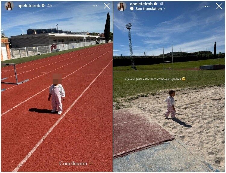 La hija de Ana Peleteiro, presente en el entrenamiento de su madre (Fotos: @apeleteirob)