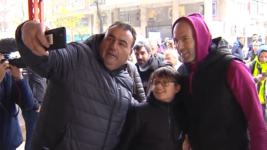 Zidane llegando esta mañana al Bernabéu.