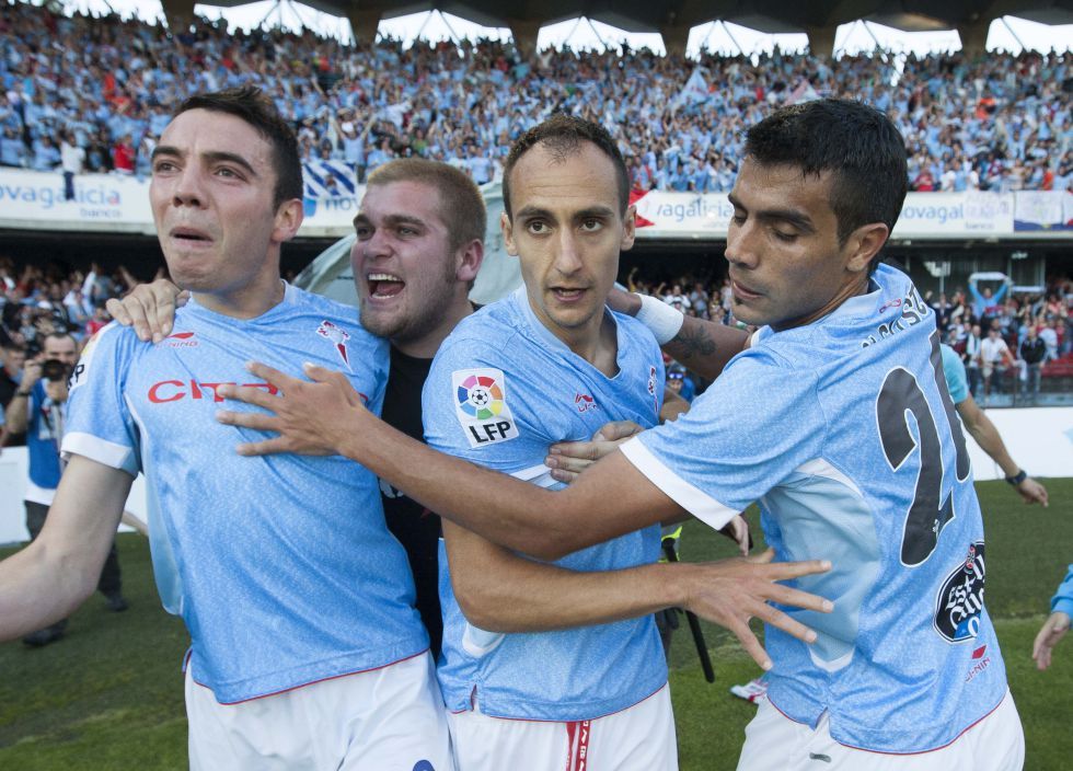  Aspas, Insa y a Augusto celebrando la salvación del Celta.