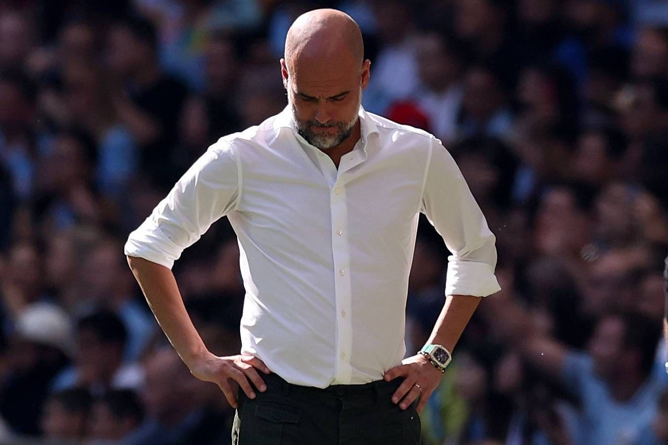  Pep Guardiola, en un partido del Manchester City.