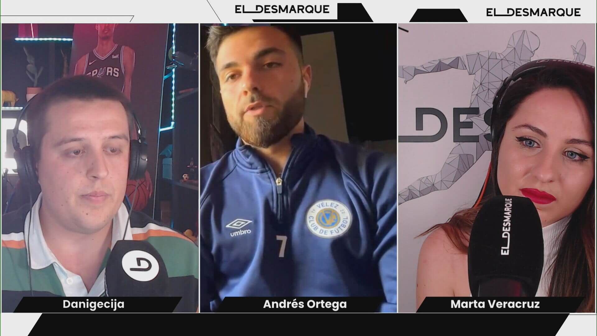 Andrés Ortega, capitán del Vélez, en el Twitch de ElDesmarque.
