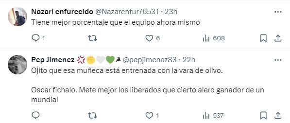  Algunas de las reacciones al triple de Patica en Granada (Captura de X)