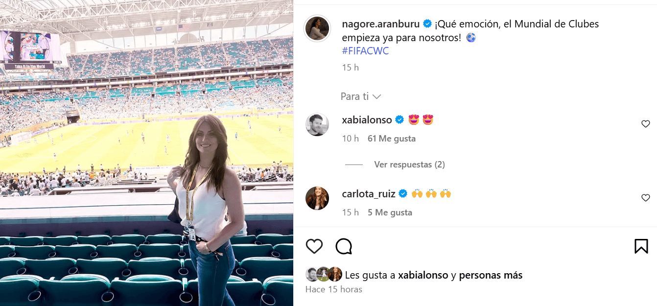 Nagore Aramburu en el debut de Xabi Alonso (Instagram: @nagore.aranburu)
