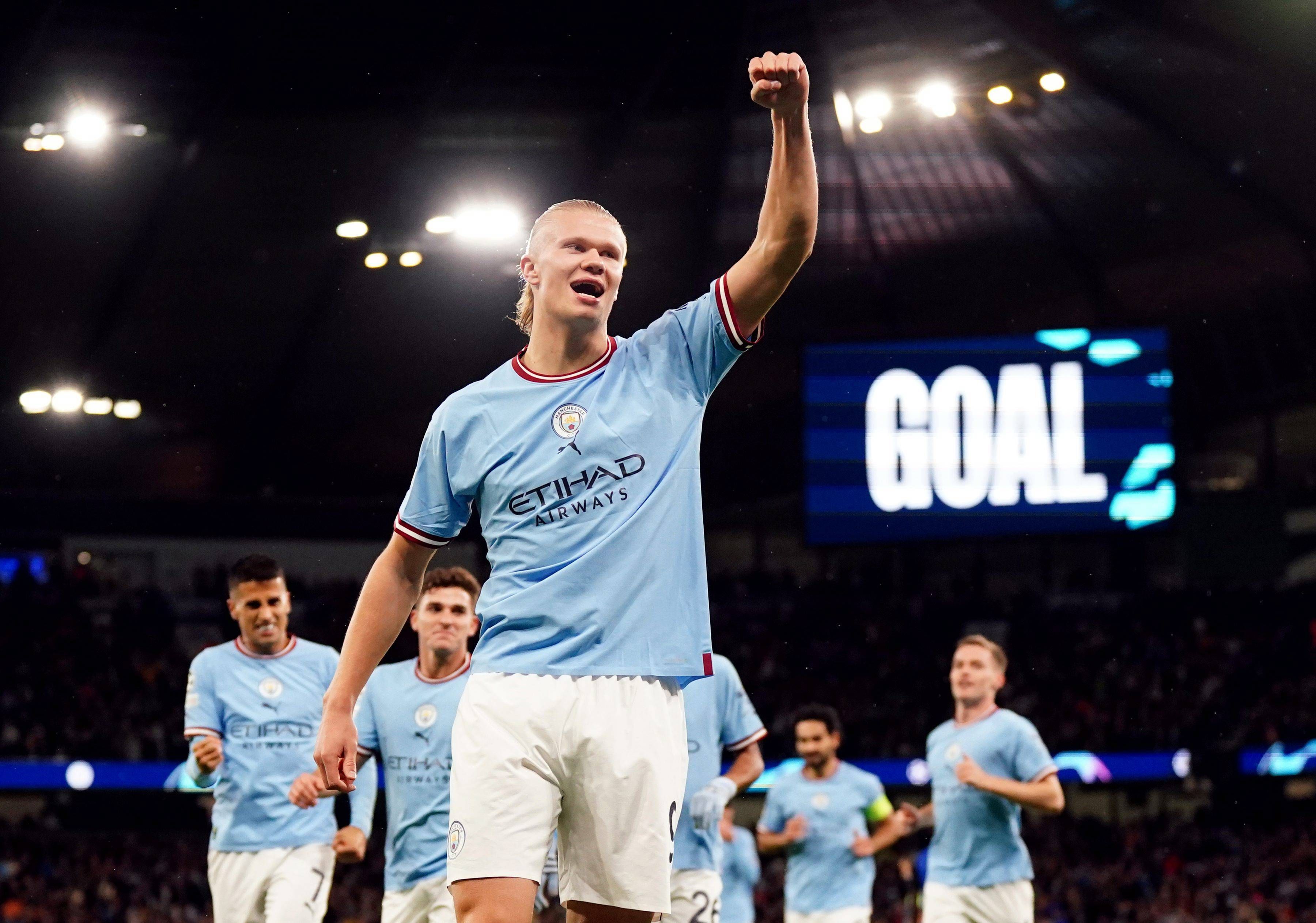 Haaland celebra uno de sus goles con el Manchester City (FOTO: Cordón Press).