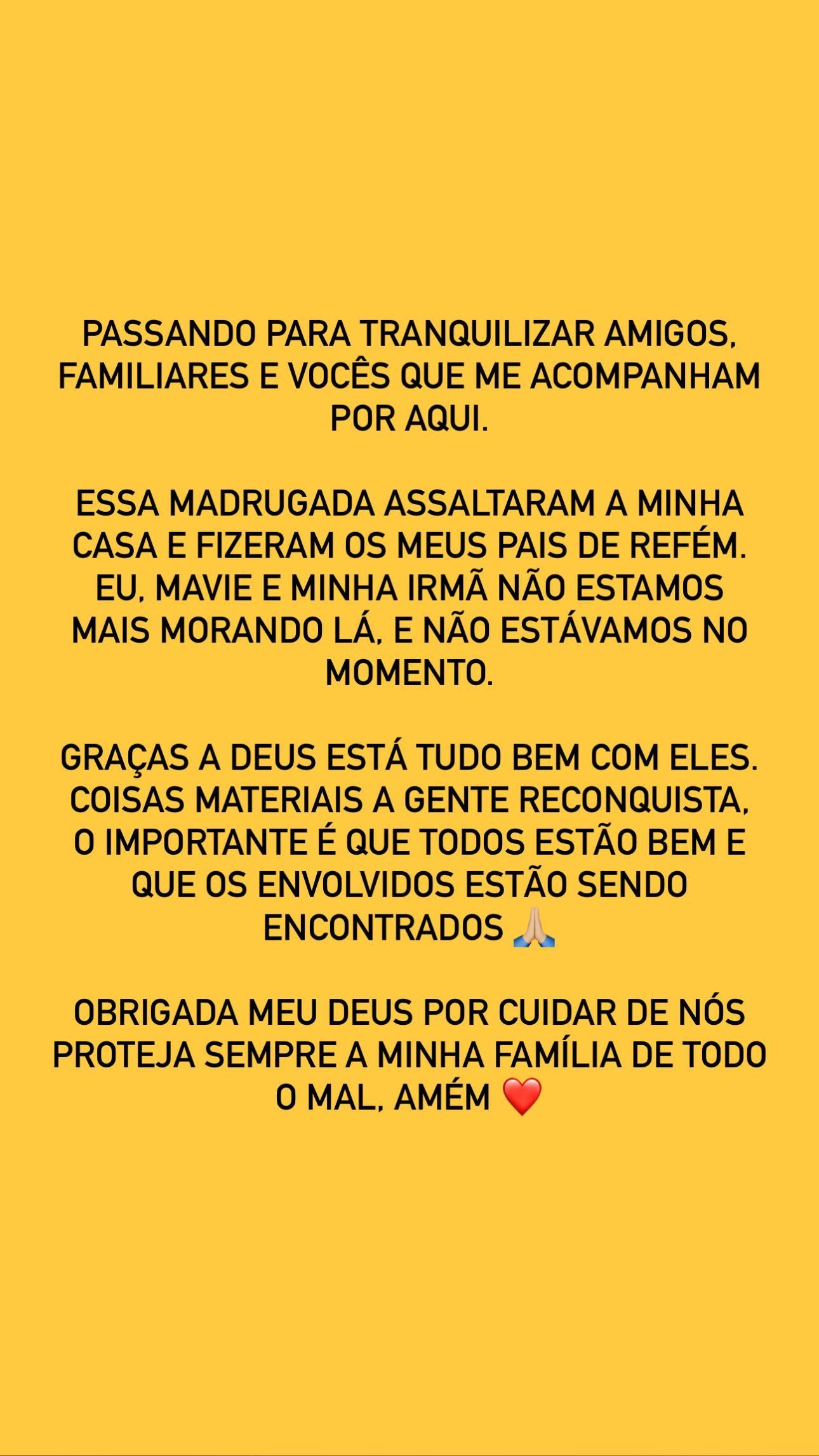 El mensaje de Bruna Biancardi en redes tras sufrir el robo en casa de sus padres (@brunabiancardi)