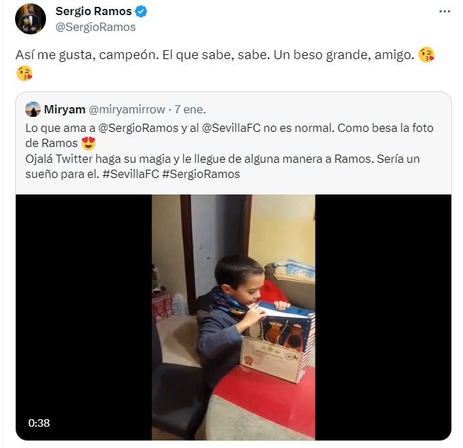  El mensaje de cariño de Sergio Ramos al seguidor (@sergioramos)