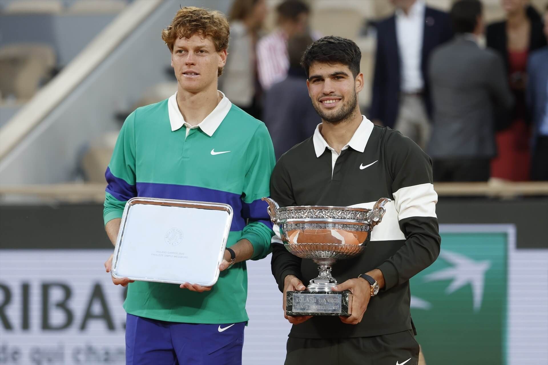 Jannik Sinner y Carlos Alcaraz, en la final de Roland Garros.