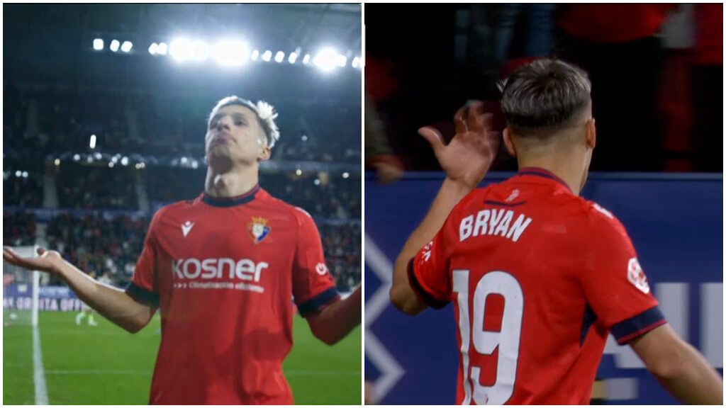  Bryan Zaragoza celebró su gol de calidad ante el Barcelona (foto: capturas Movistar +).