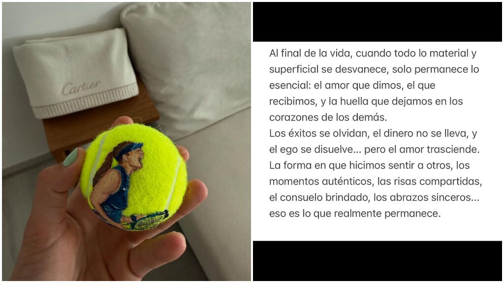 El mensaje que subió Paula Badosa junto a una pelota de tenis (Instagram Paula Badosa).