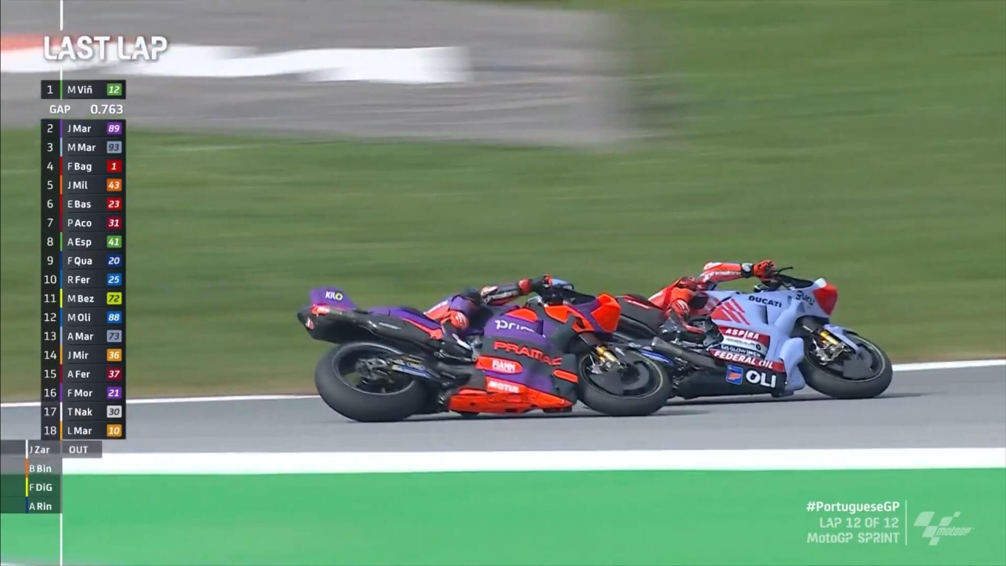  El adelantamiento de Marc Márquez a Jorge Martín