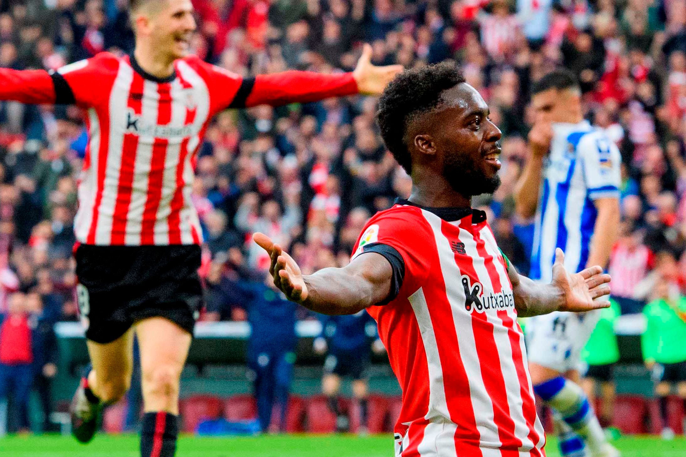 Iñaki Williams, en el derbi ante la Real Sociedad en San Mamés.