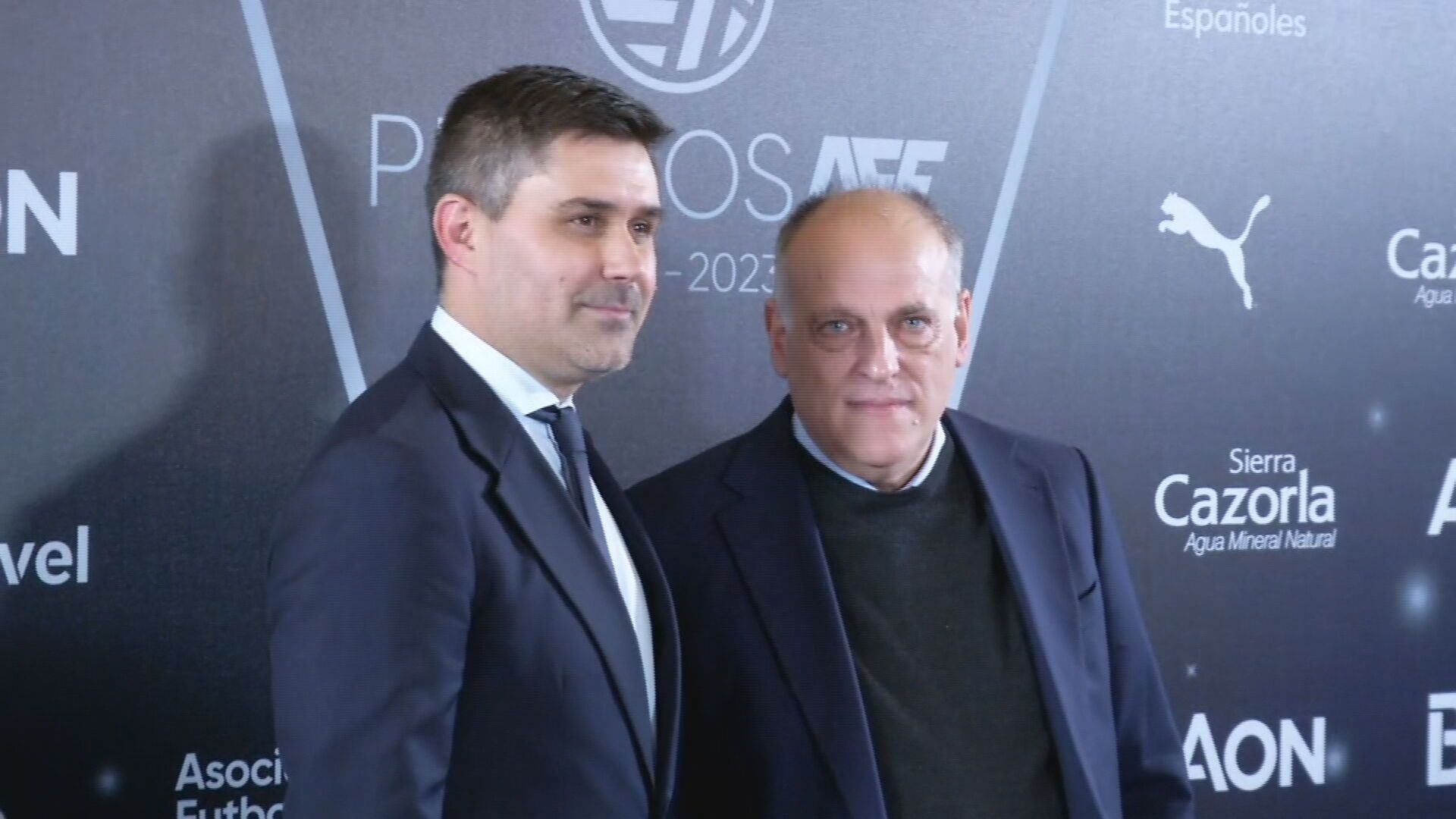  Javier Tebas con David Aganzo en los premios AFE.