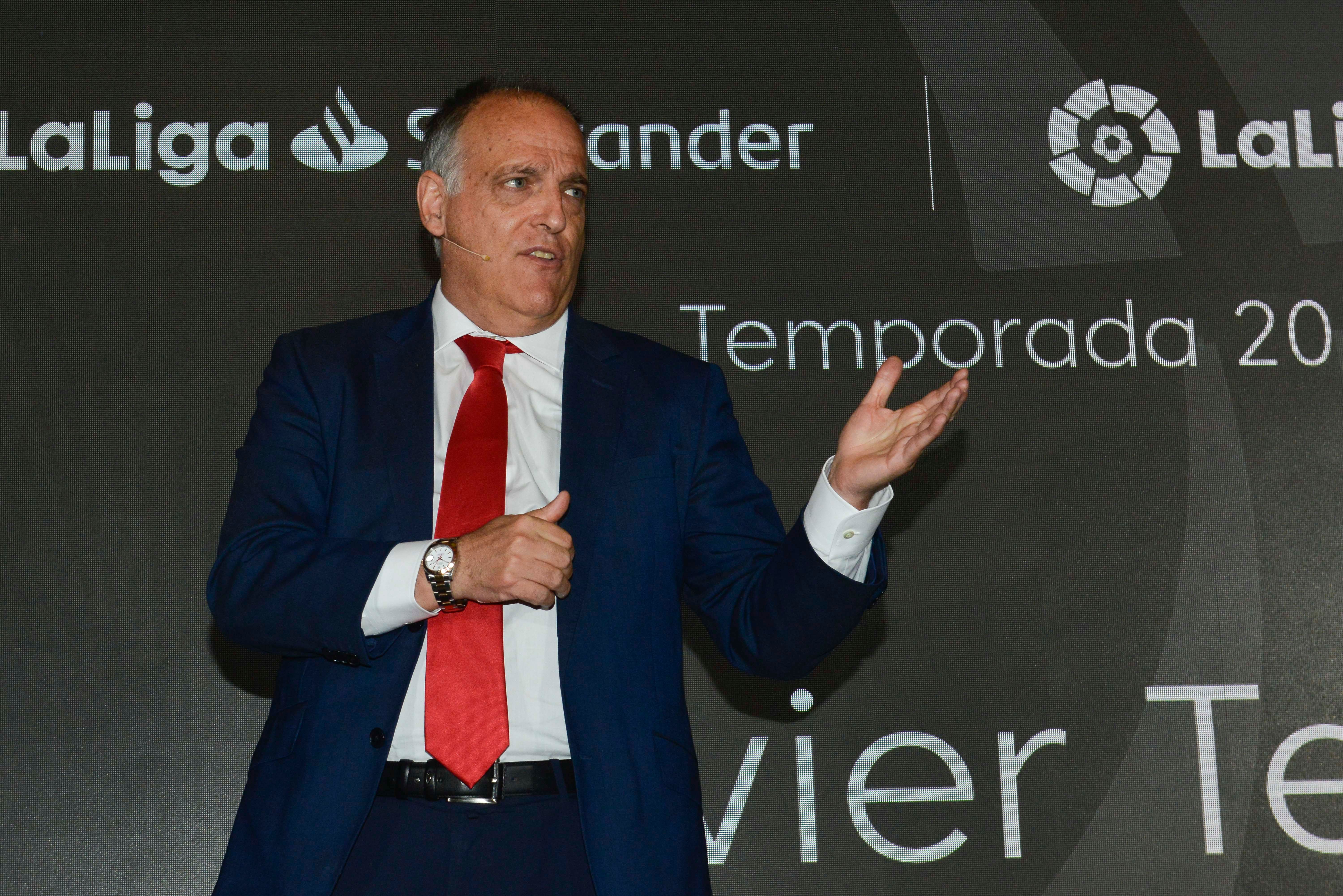  Javier Tebas, en un acto de LaLiga.