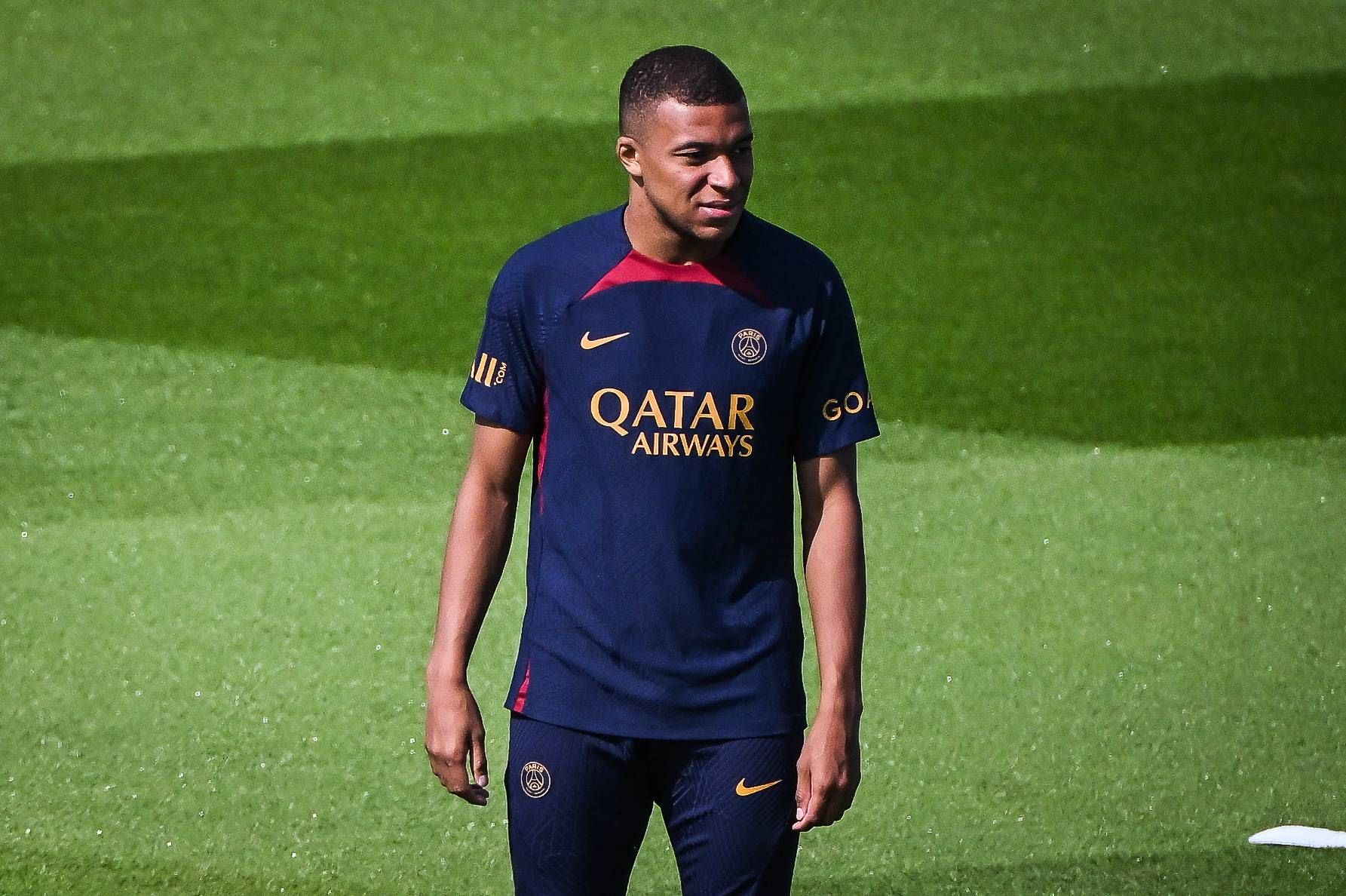 Kylian Mbappé, en un entrenamiento con el PSG.