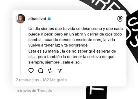 La reflexión de Alba Silva en Threads.