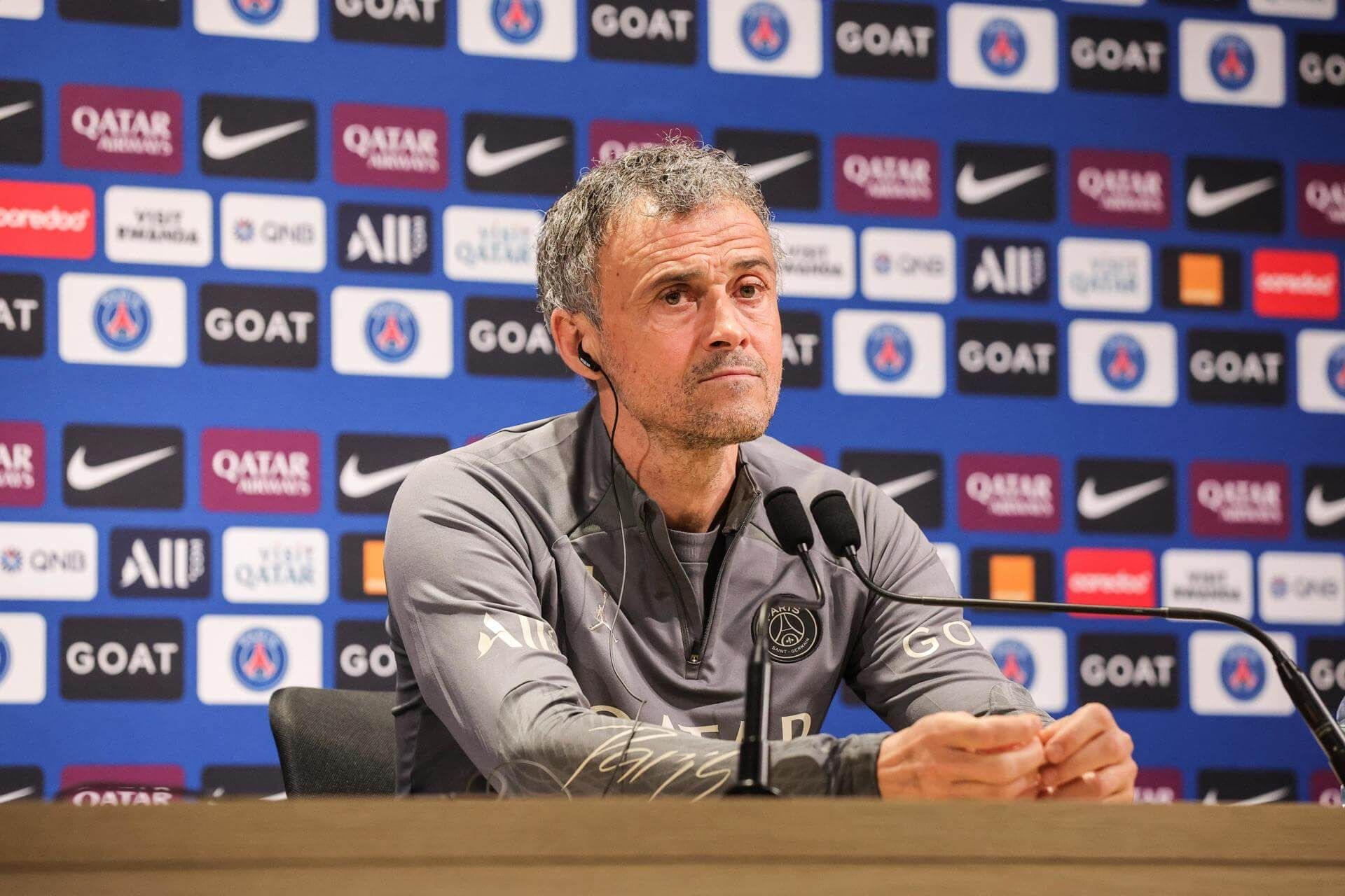  Luis Enrique, en la rueda de prensa con el PSG tras el anuncio de Kylian Mbappé.