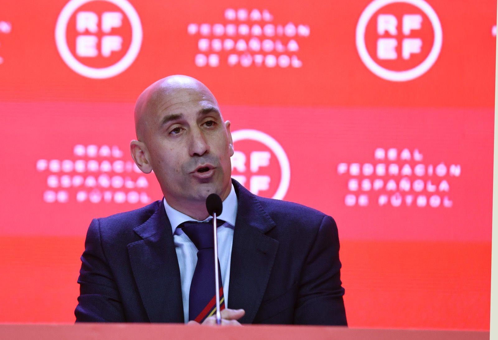 Luis Rubiales, en rueda de prensa en Las Rozas.