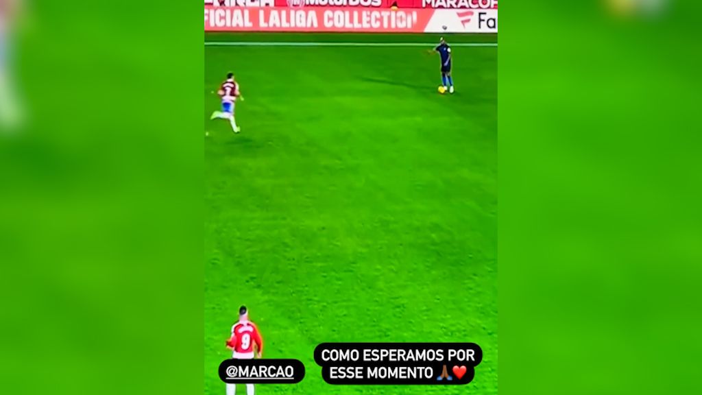  El mesnaje de Pan Teixeira a Marcao cuando saltó al campo. (@panteixeira28)