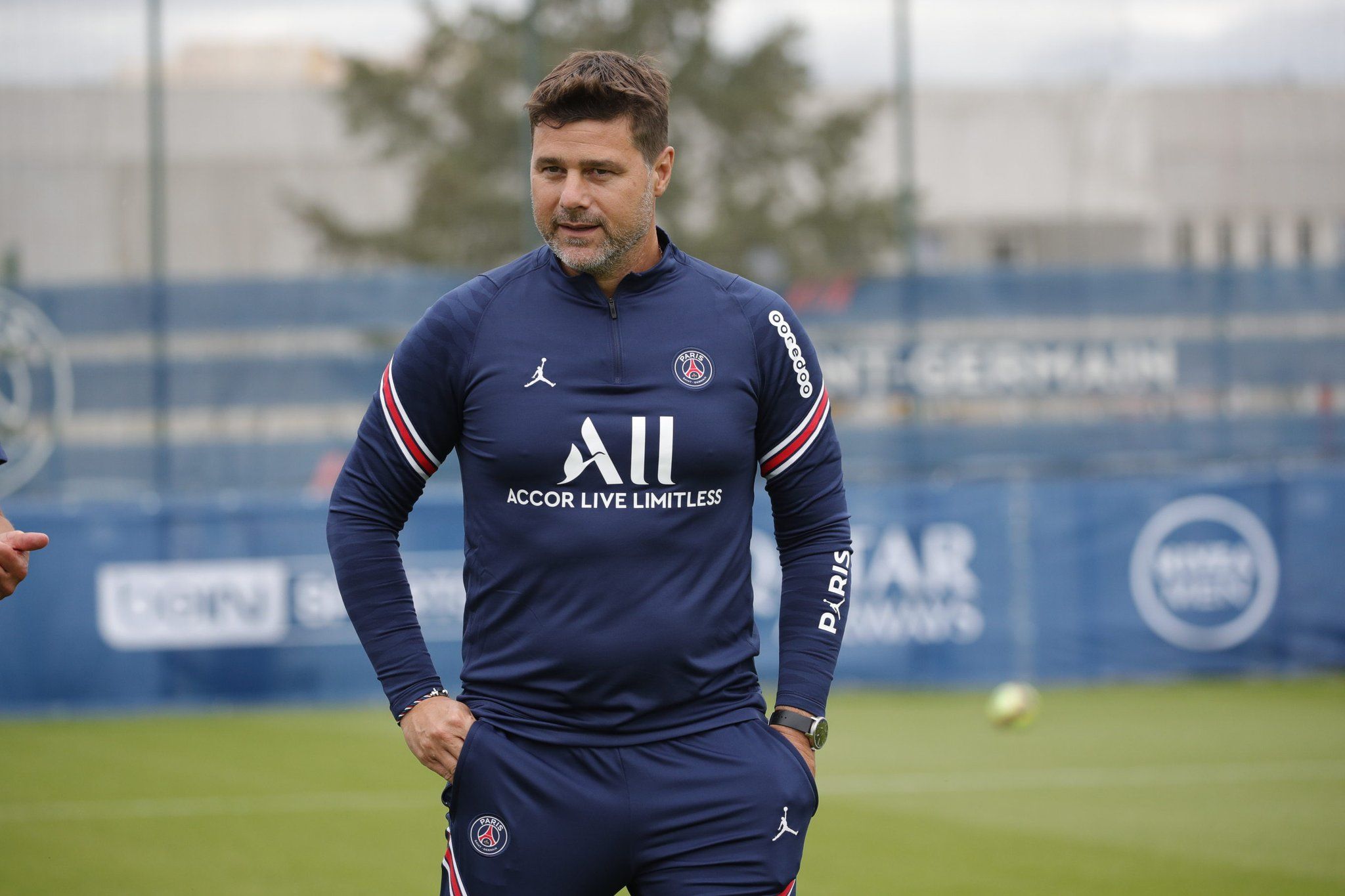  Mauricio Pochettino, en un entrenamiento del PSG.