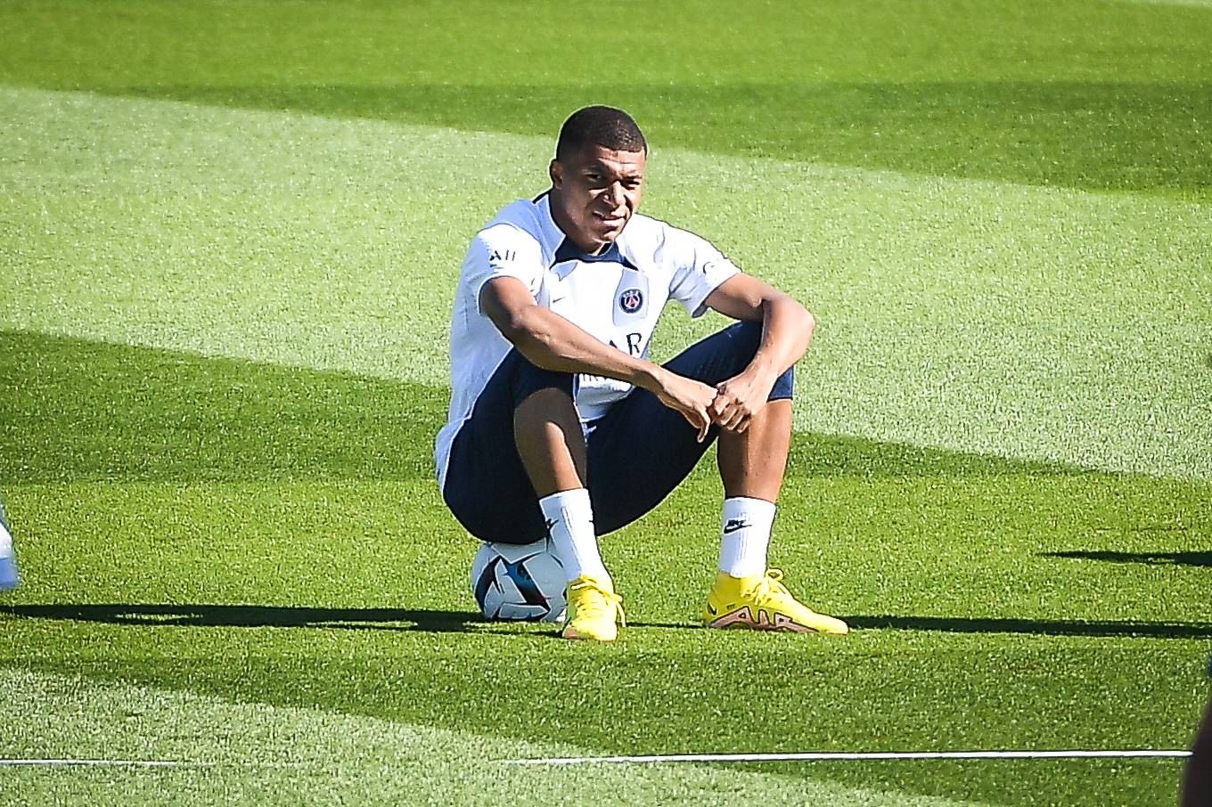 Kylian Mbappé, en un entrenamiento del PSG.