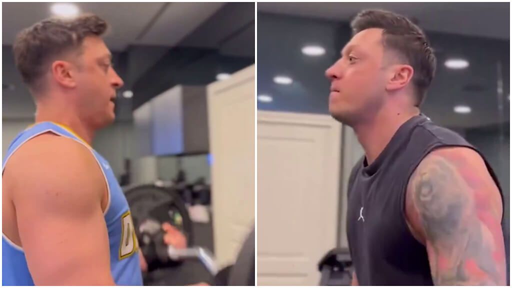  Mesut Özil en el gimnasio haciendo ejercicios