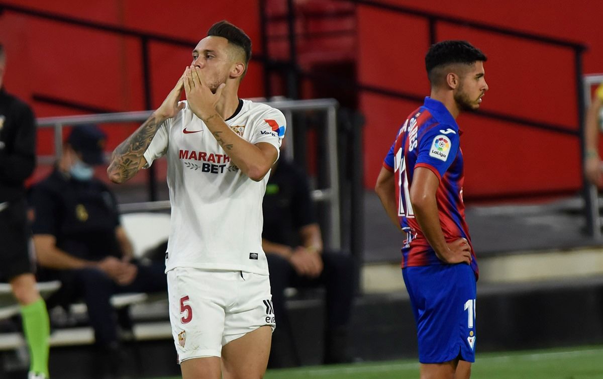 Ocampos celebra su gol ante el Éibar.