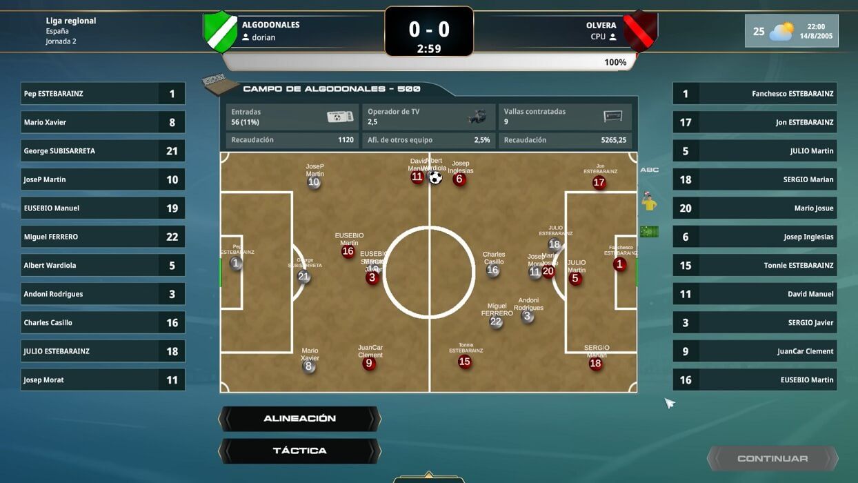  El modo chapas de PC Fútbol 8.