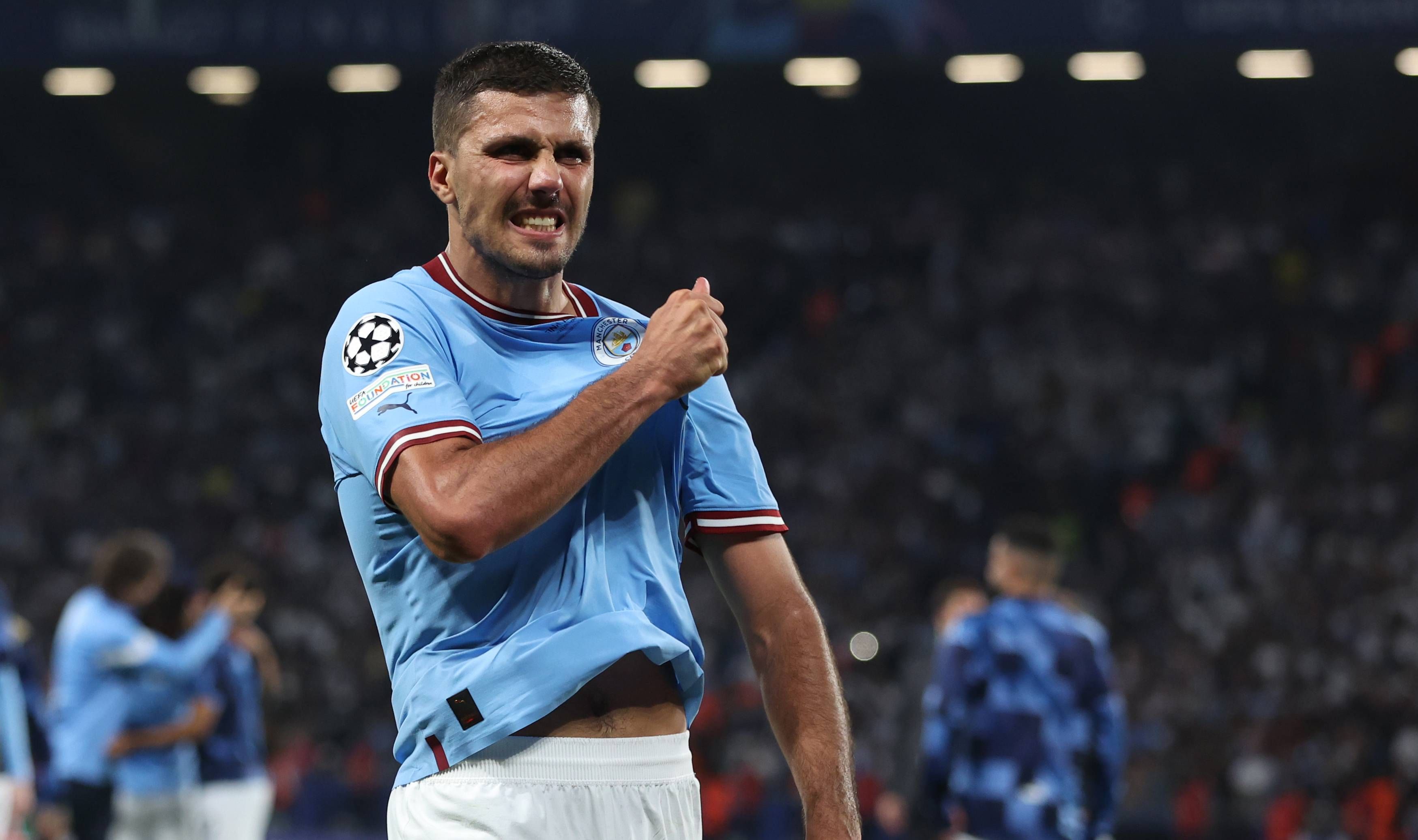  Rodri celebra su gol en la final de la Champions League.