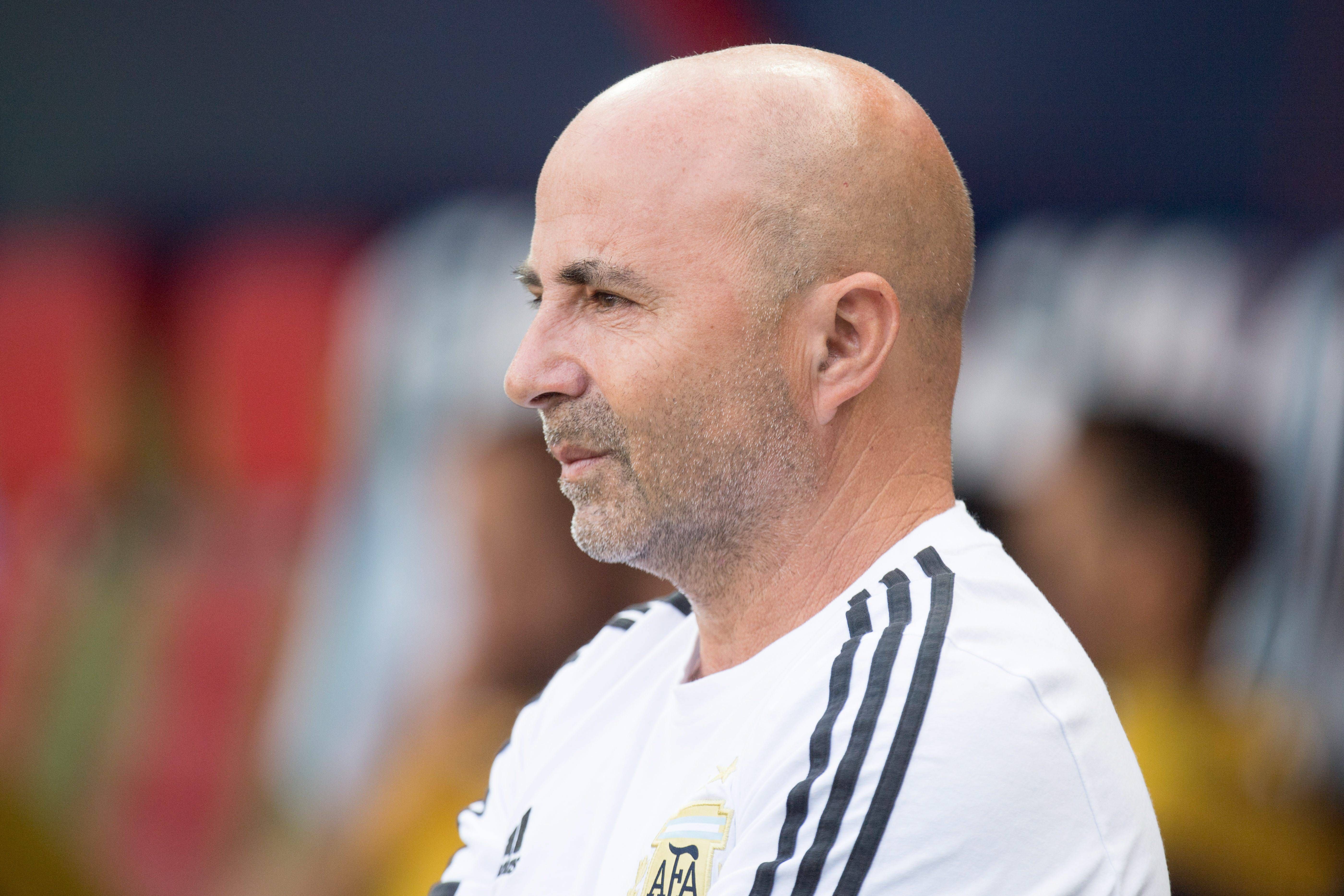 Sampaoli entrenando a la selección argentina en el Mundial de Rusia.