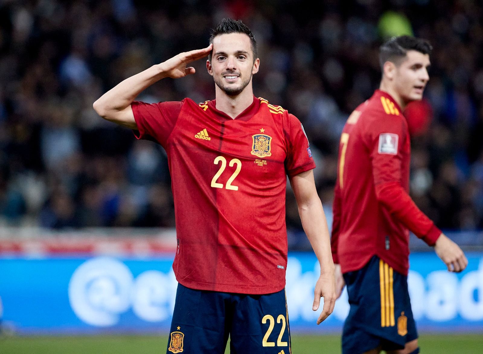  Pablo Sarabia celebra un gol con la Selección: