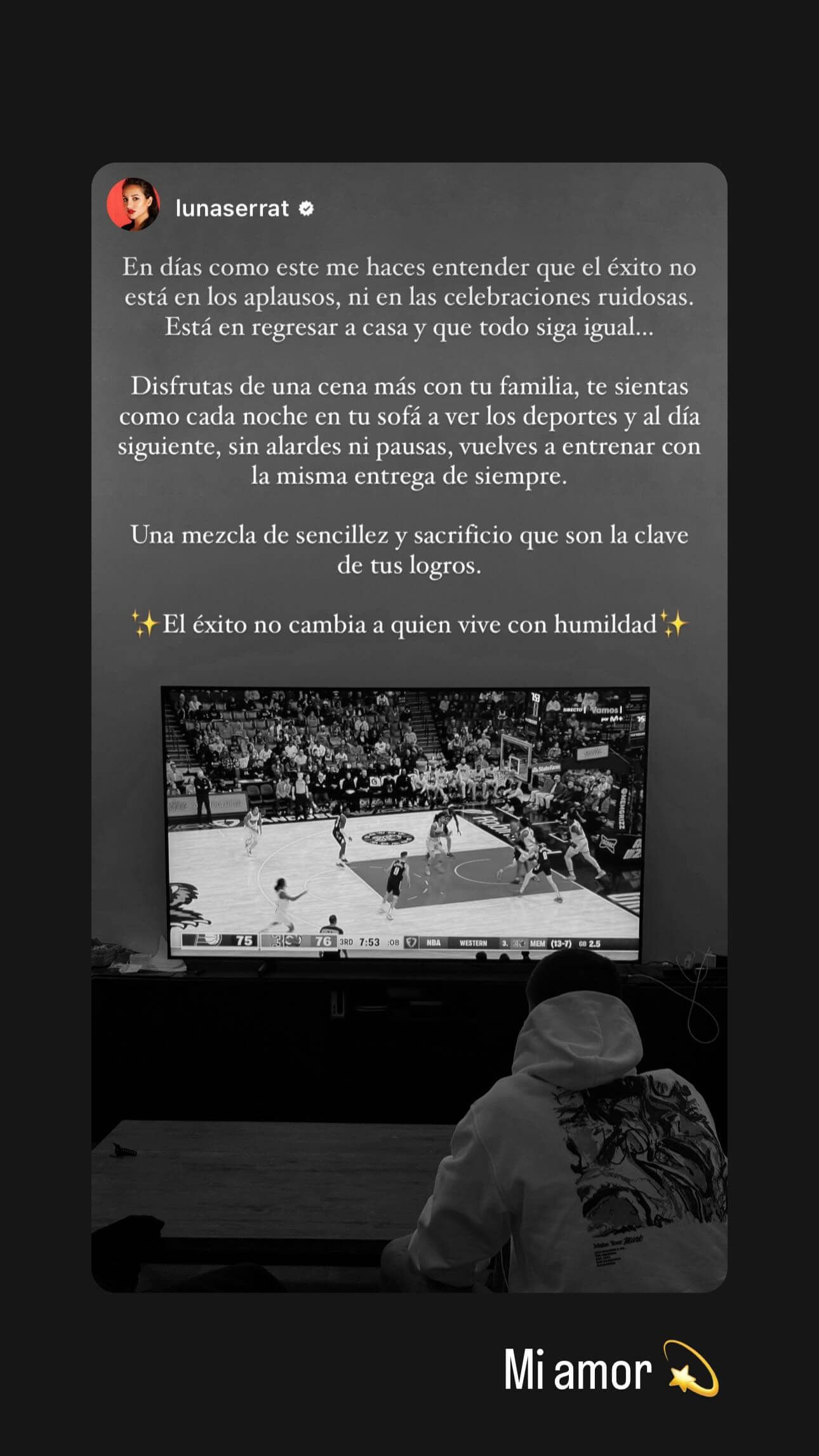  Las palabras de Luna Serrat a Dani Ceballos (Instagram: @lunaserrat)