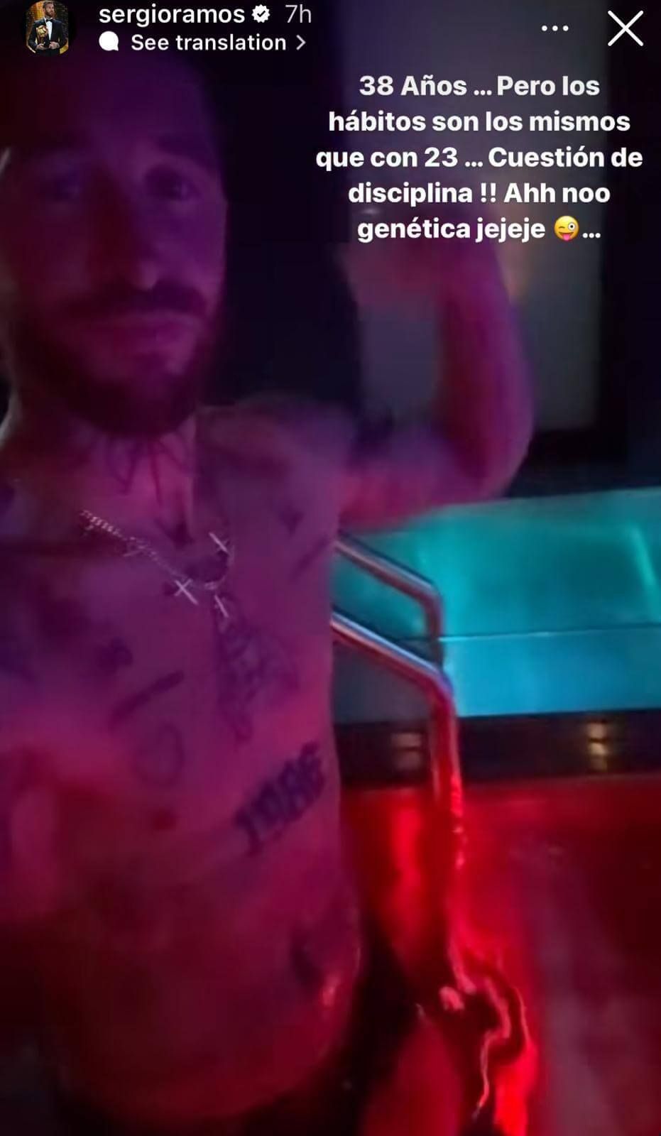 Sergio Ramos durante su entrenamiento en su cumpleaños