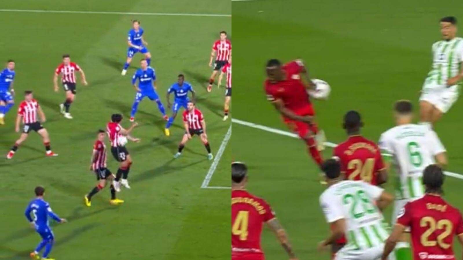 Las manos de Lukebakio y Raúl García.