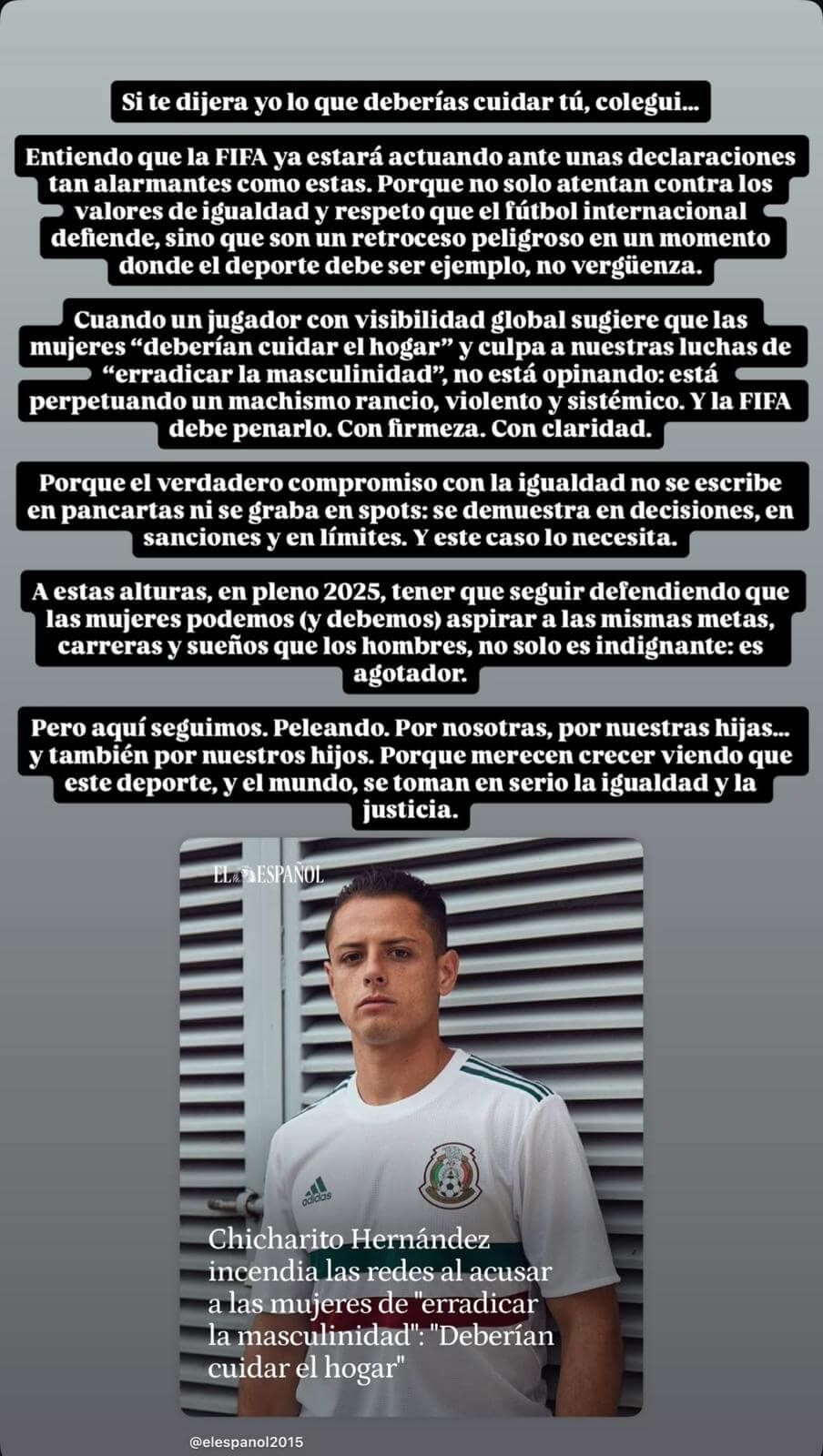  La respuesta de Sara Sálamo a Chicharito (Instagram: @sarasalamo)