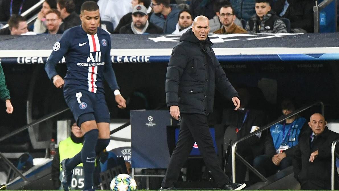  Zinedine Zidane y Kylian Mbappé, en un Real Madrid-PSG.