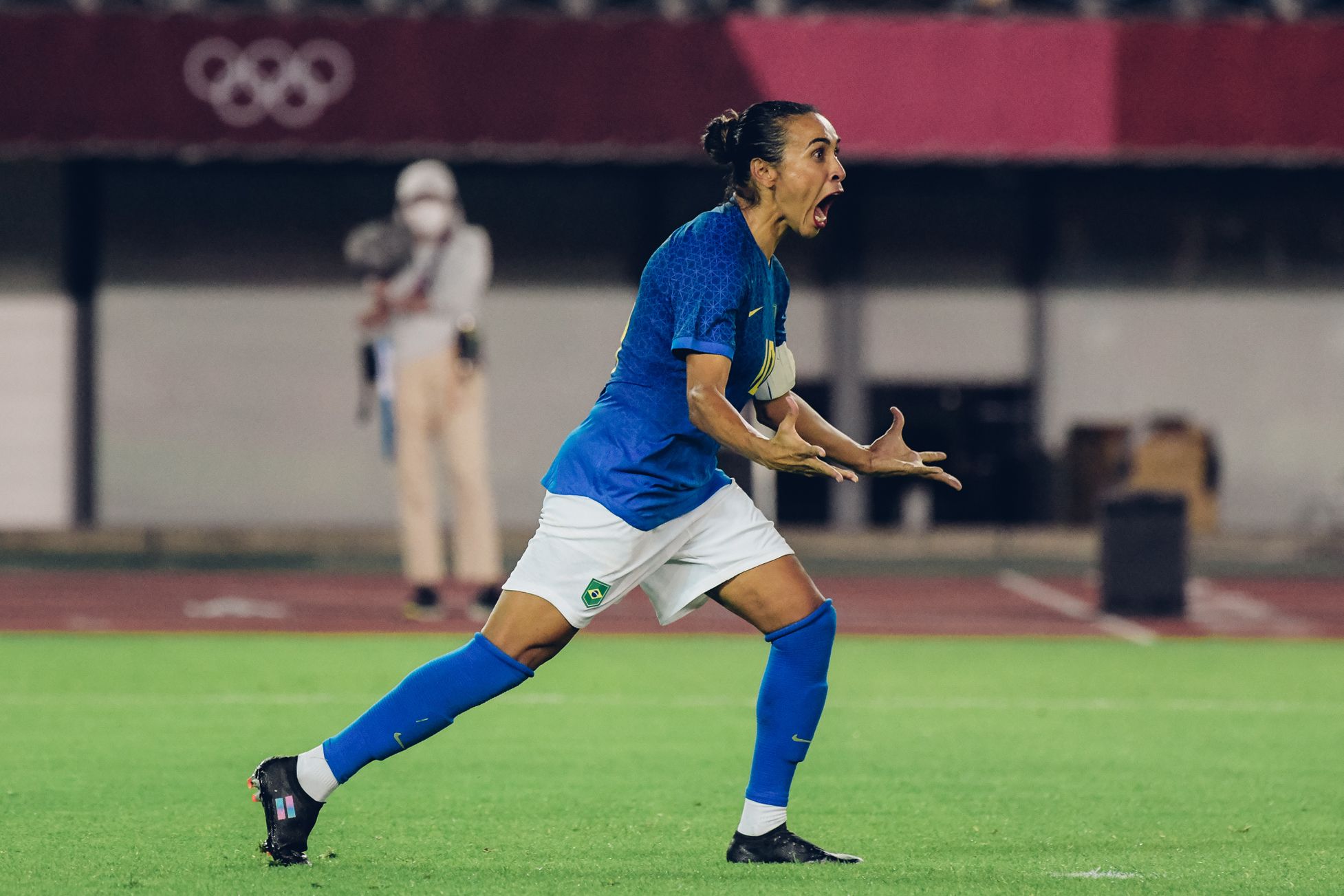  Marta celebra un gol de Brasil ante Países Bajos.