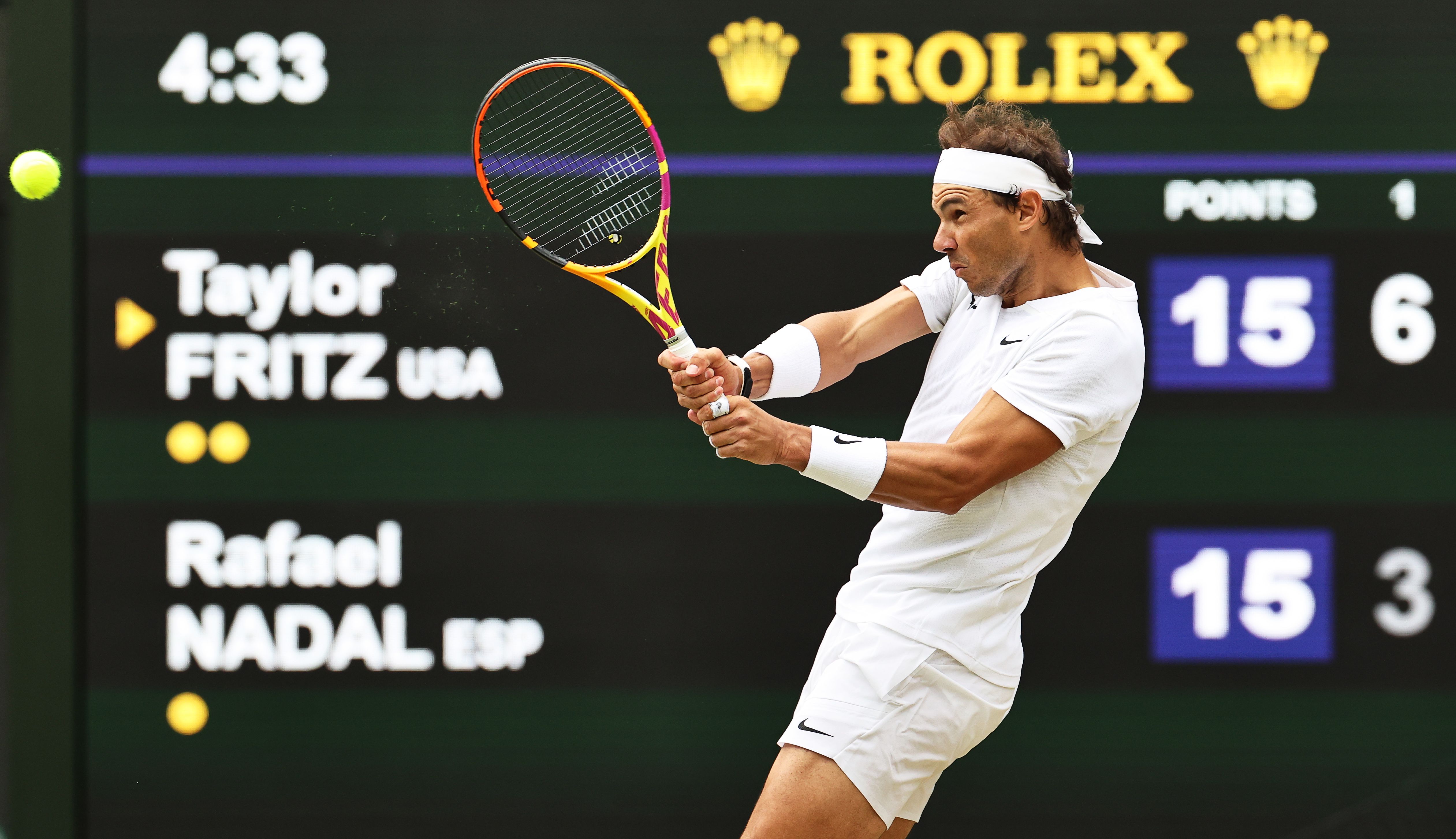  Rafa Nadal, durante su duelo ante Fritz en Wimbledon.