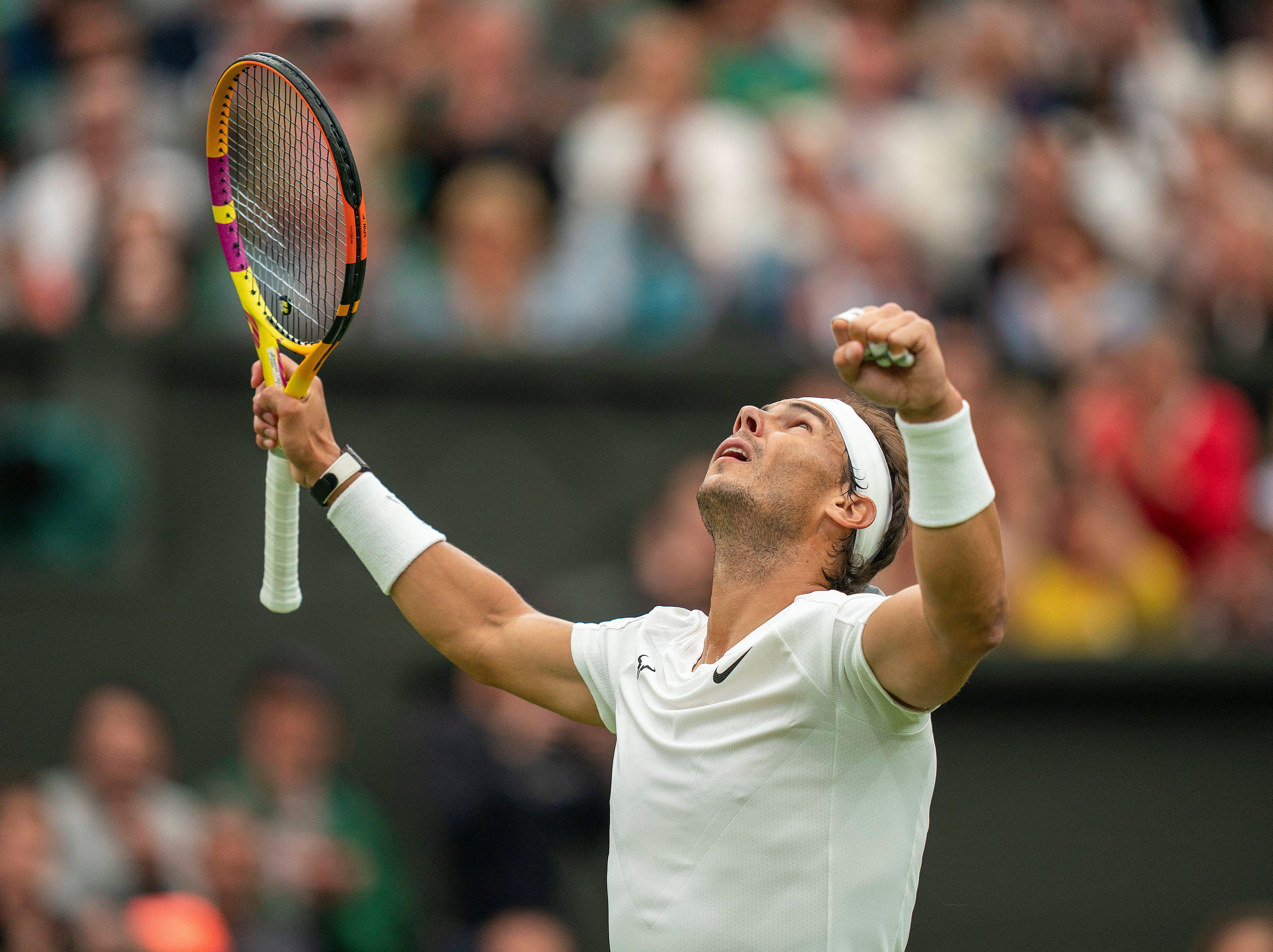  Rafa Nadal, tras pasar a tercera ronda en Wimbledon 2022.
