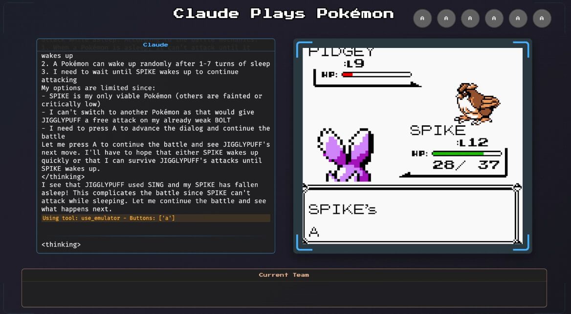  Claude jugando a Pokémon Red en Twitch