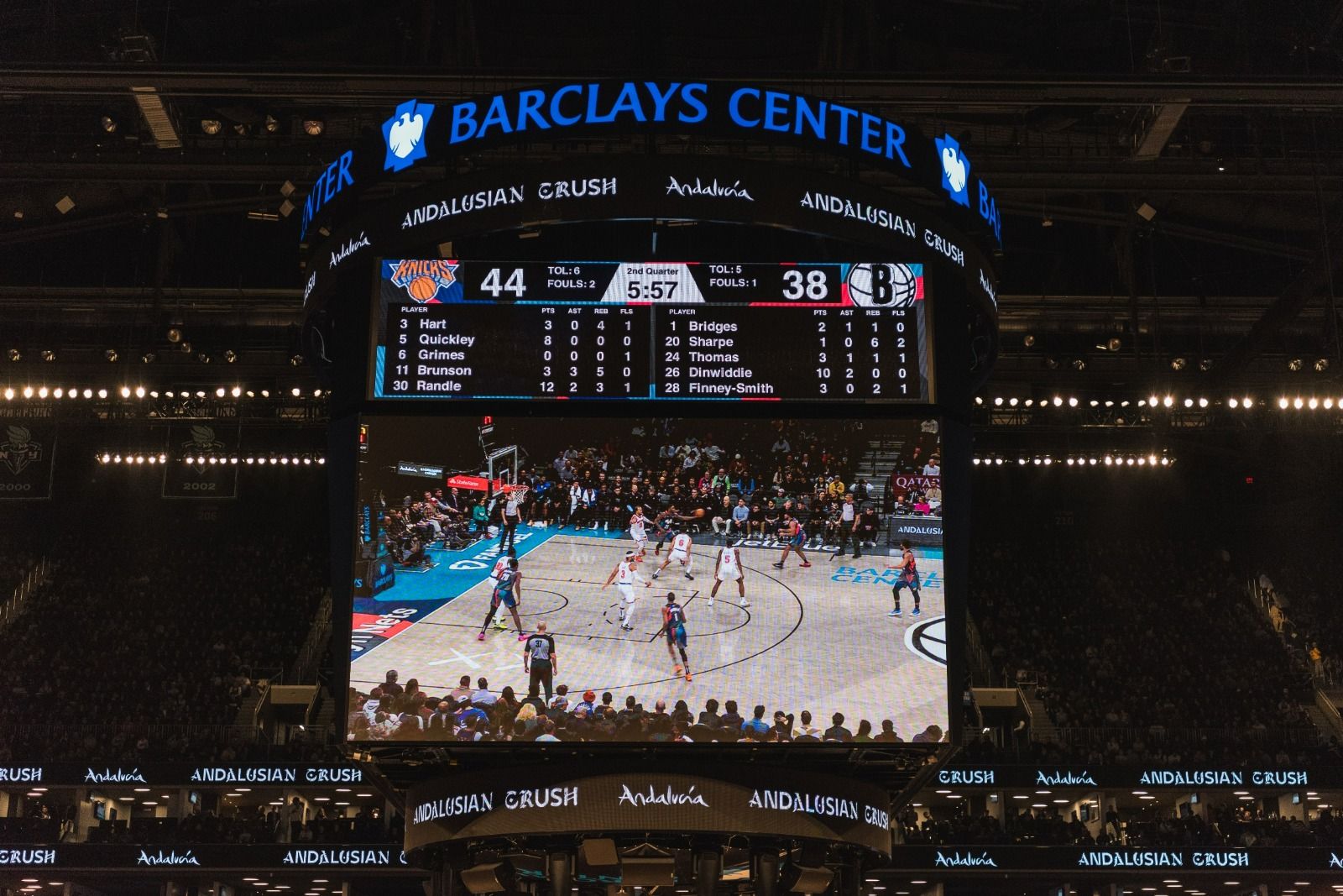 Imagen de la promoción de Andalucía en el partido entre Brooklin Nets y los New York Knicks.