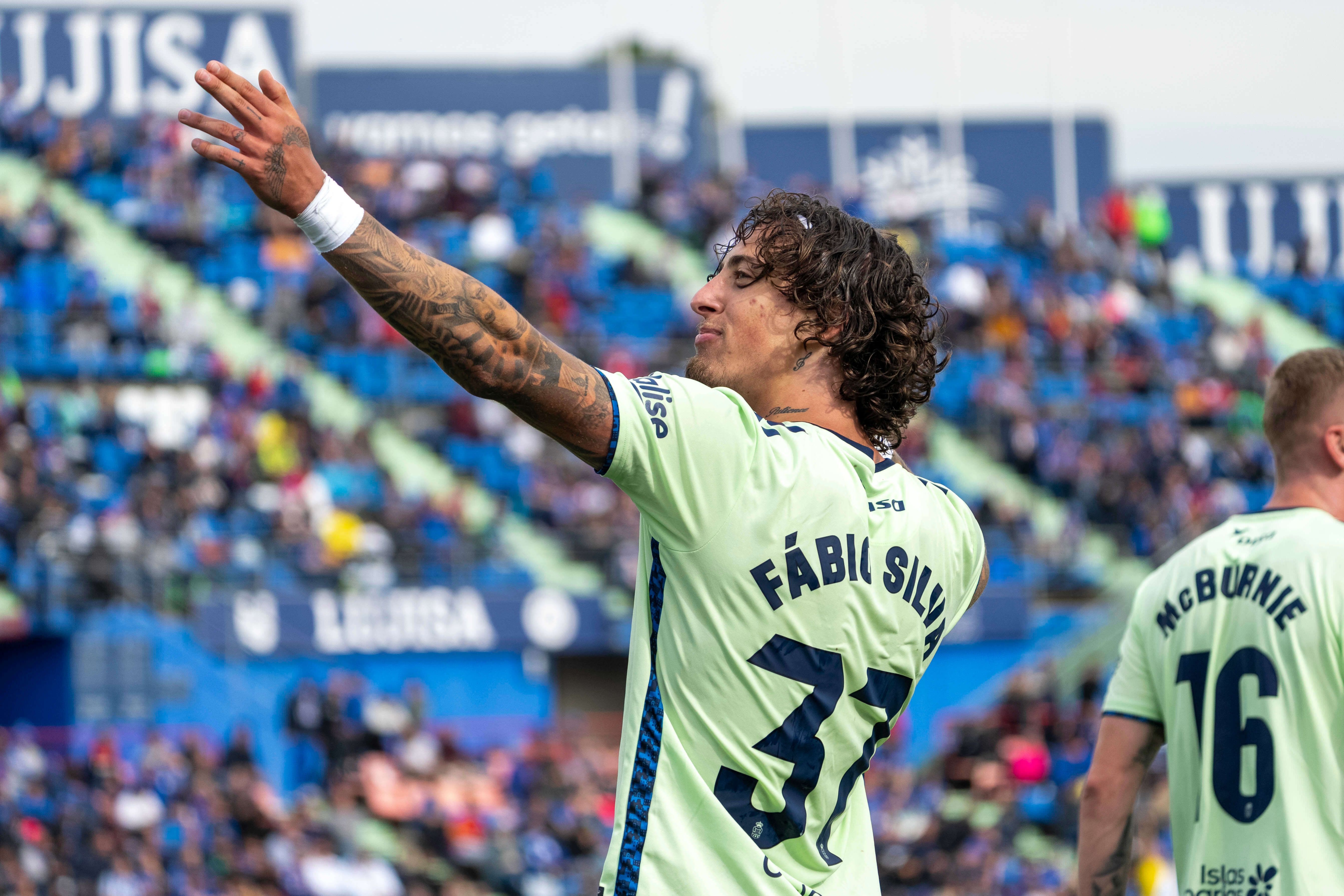  Fábio Silva celebra un gol en el Getafe-Las Palmas.