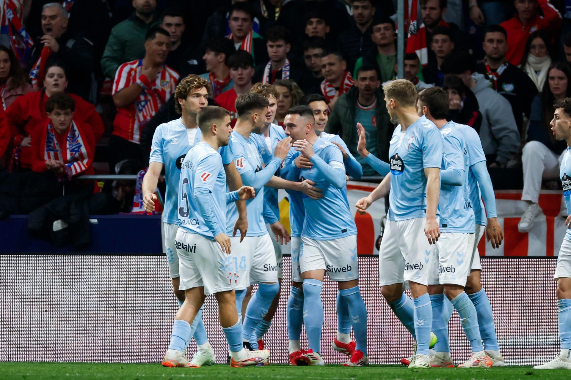 El Celta celebrando su gol contra el Atlético