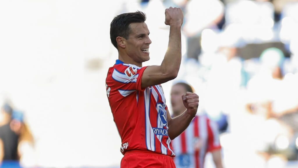  Azpilicueta celebra su primer gol con el Atlético de Madrid (EFE)