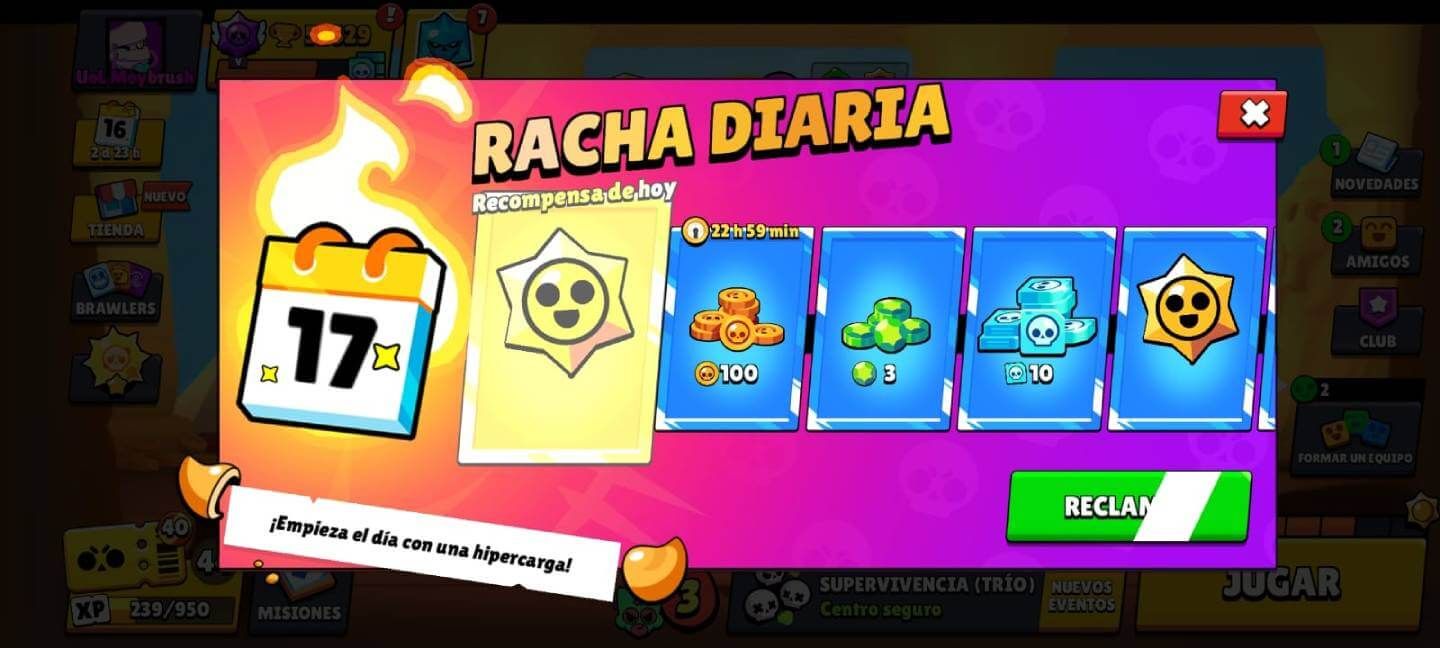  Una racha diaria de recompensas en Brawl Stars
