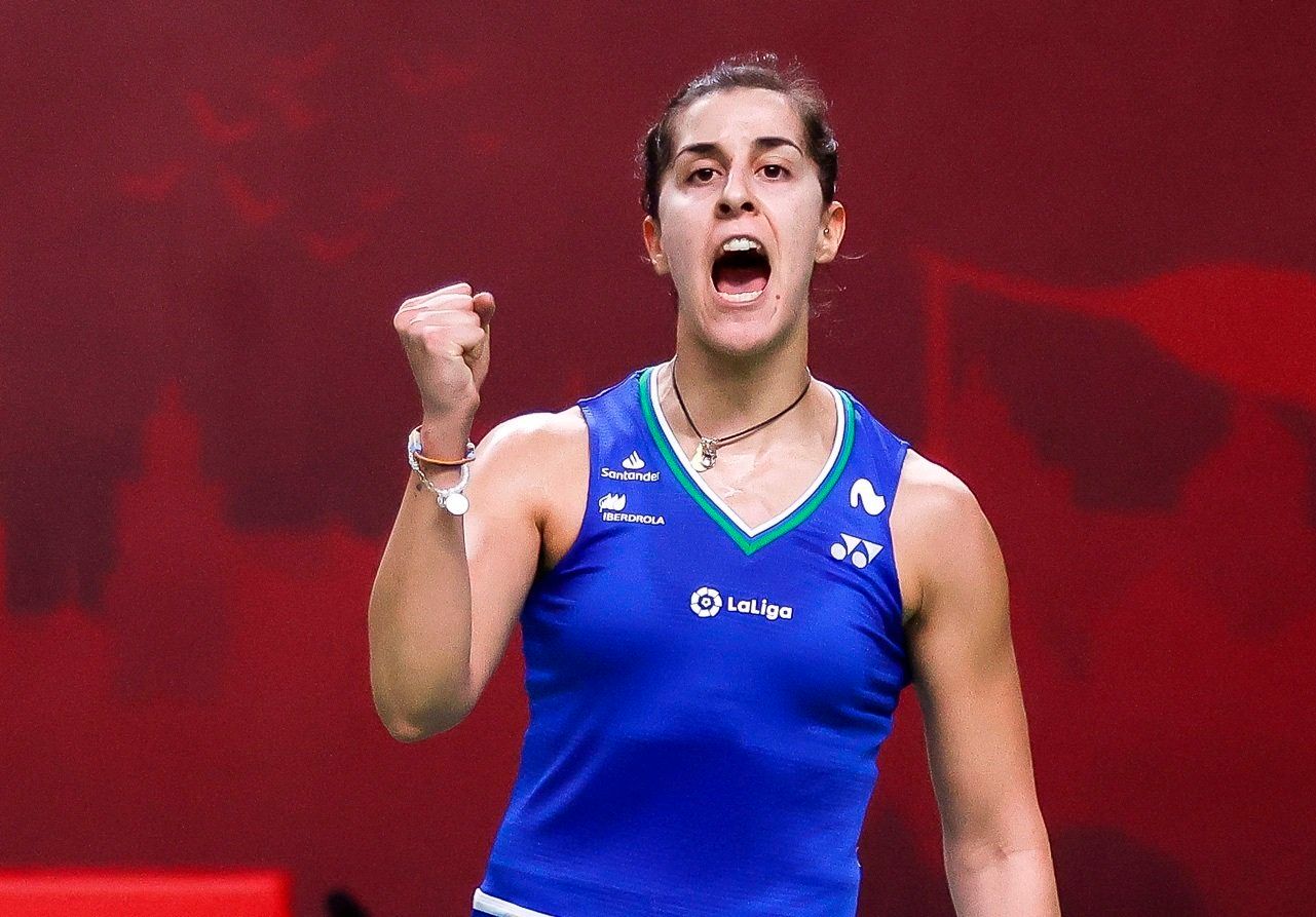  Carolina Marín celebra su victoria en Bangkok.