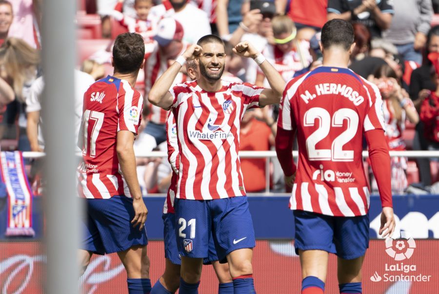  Carrasco celebra su gol en el Atlético-Osasuna.