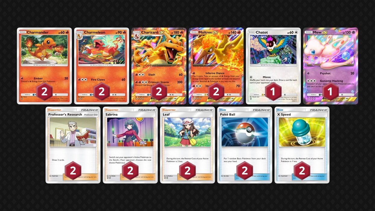  Mew EX entra en el mazo de fuego con Charizard como referente.